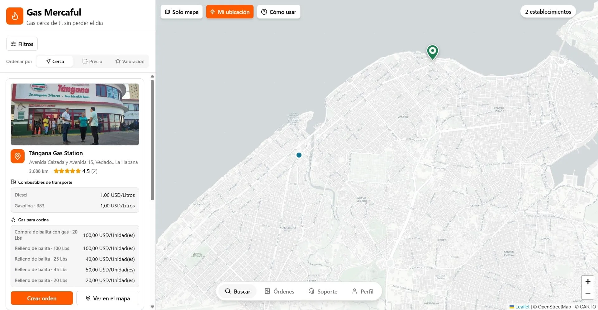 A fuel and cooking-gas marketplace for Cuba, with QR pickup