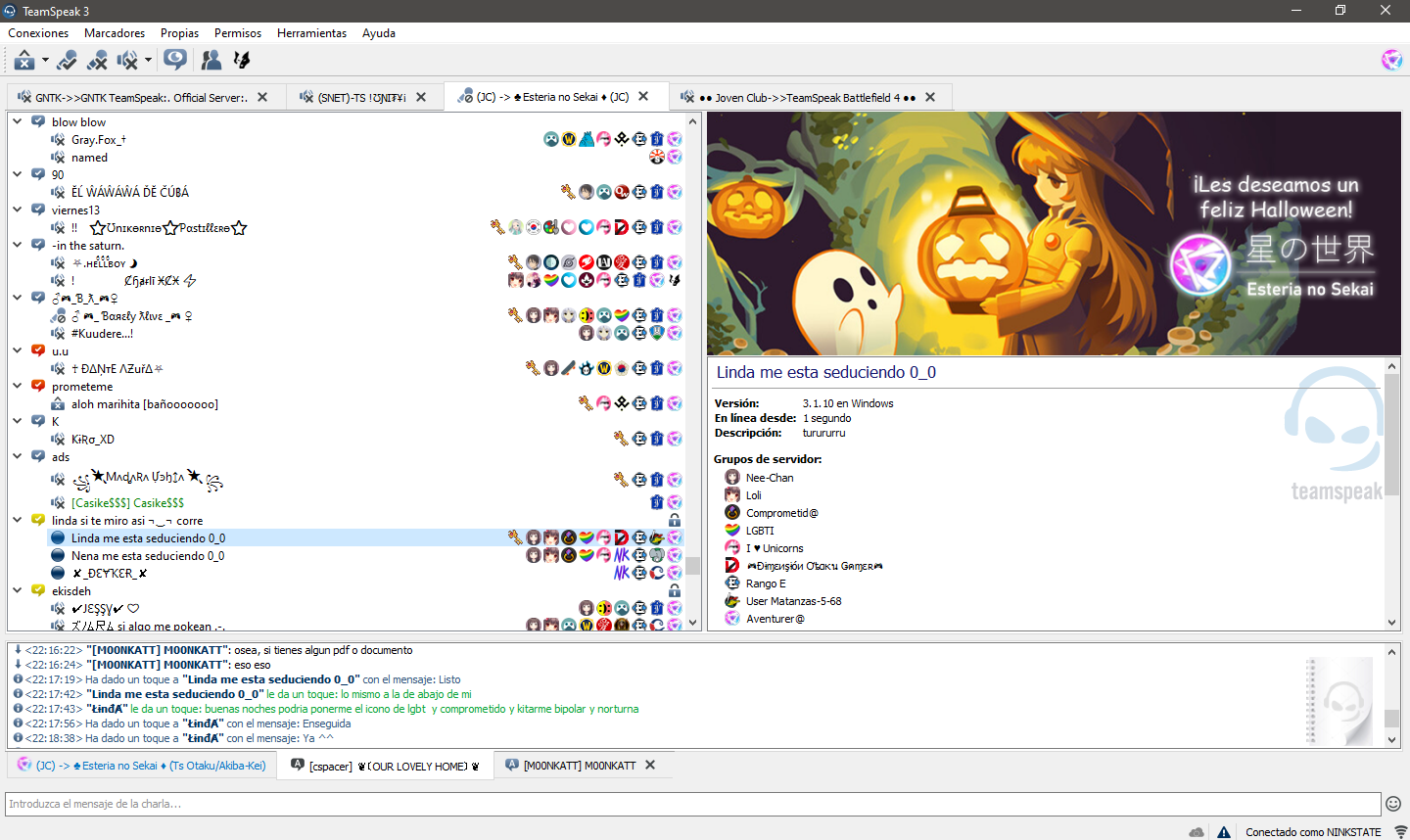 Seasonal customization — Halloween-themed banner and channel decorations layered over the same channel architecture